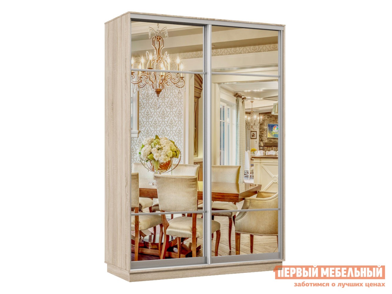 Шкаф-купе  Маршал Лайт Дуб Сонома / Зеркало, 1500 мм, 2400 мм, 600 мм