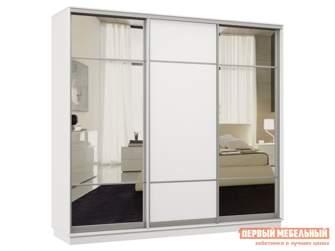 Шкаф-купе  Маршал Лайт Белый / Зеркало, 2400 мм, 600 мм