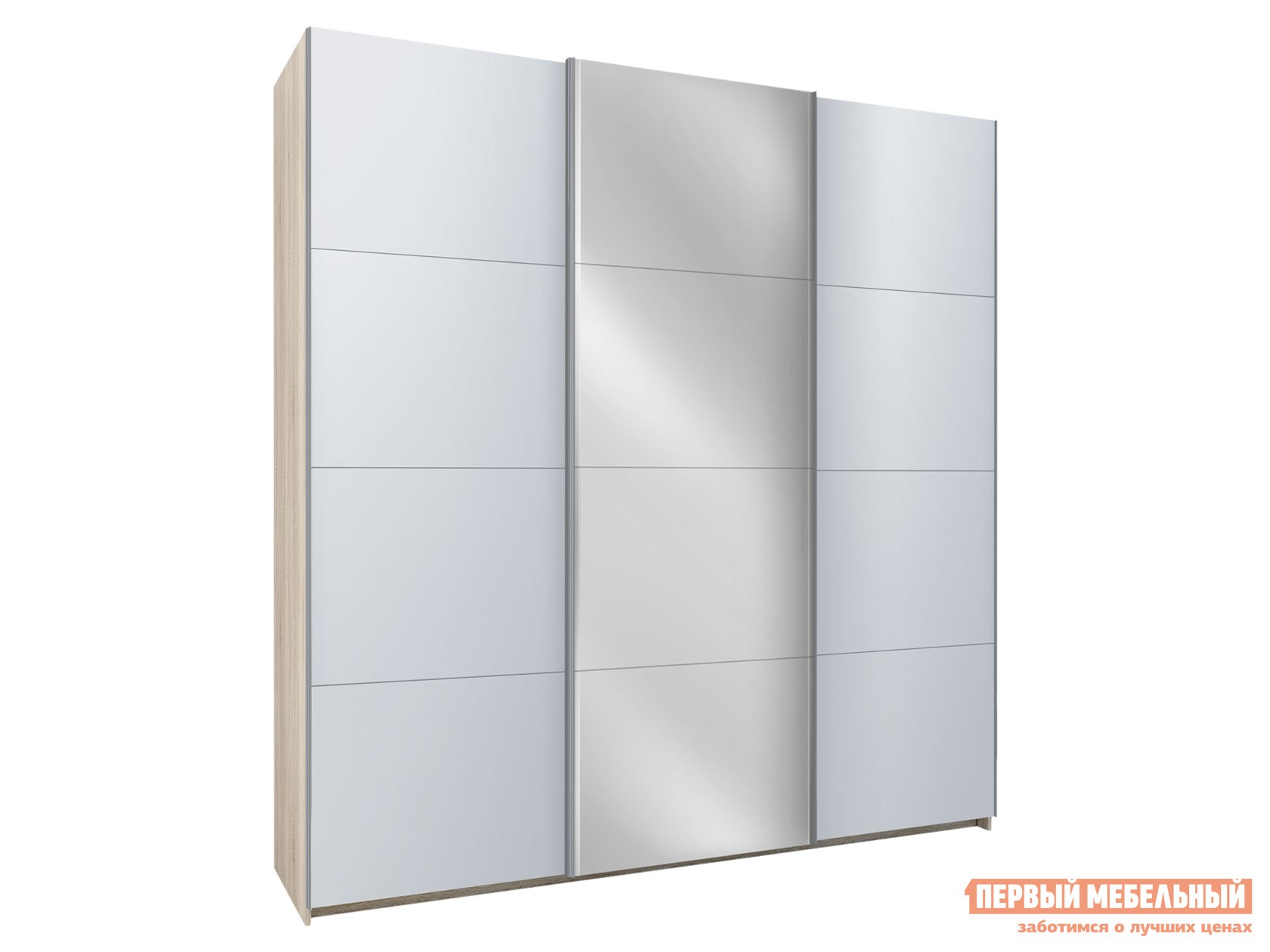 Шкаф-купе  Фортуна 2.3 Дуб Сонома / Белый / Зеркало, 2200 мм «Наполнение №1»