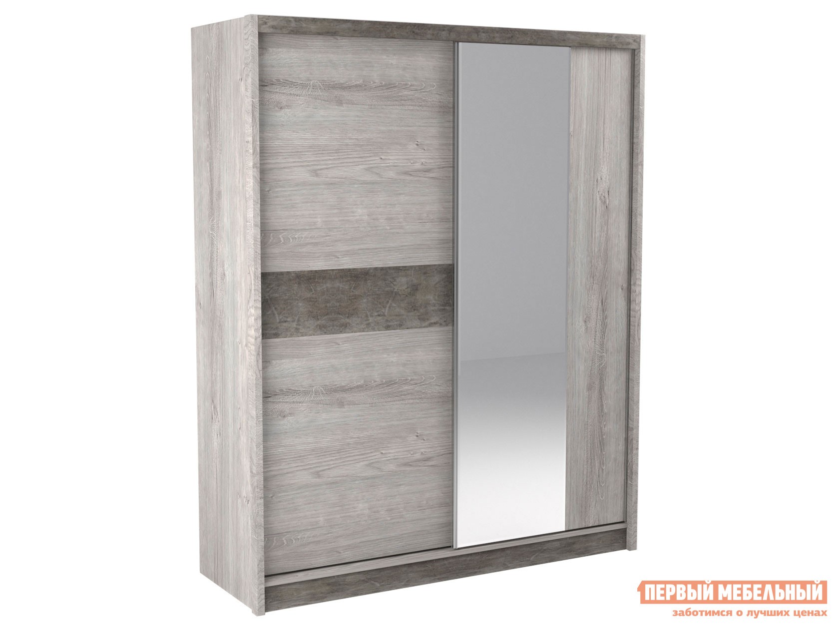 Шкаф-купе  Денвер Риббек серый / Камень темный, Без дополнительных полок, Высота 2200 мм