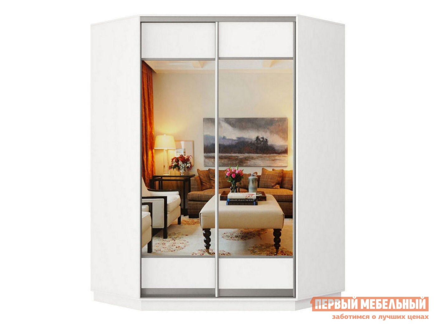 Шкаф-купе  Маршал Лайт Белый / Зеркало
