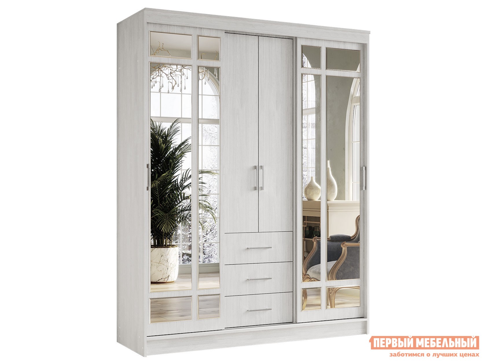 Шкаф-купе  Маэстро Ясень белый