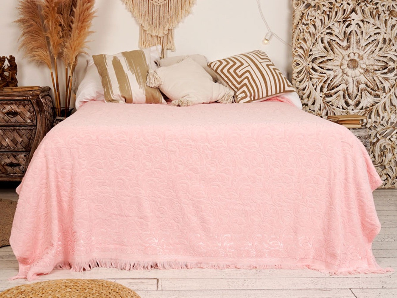 Плед-покрывало  Камелия махровое Розовый, махровая ткань