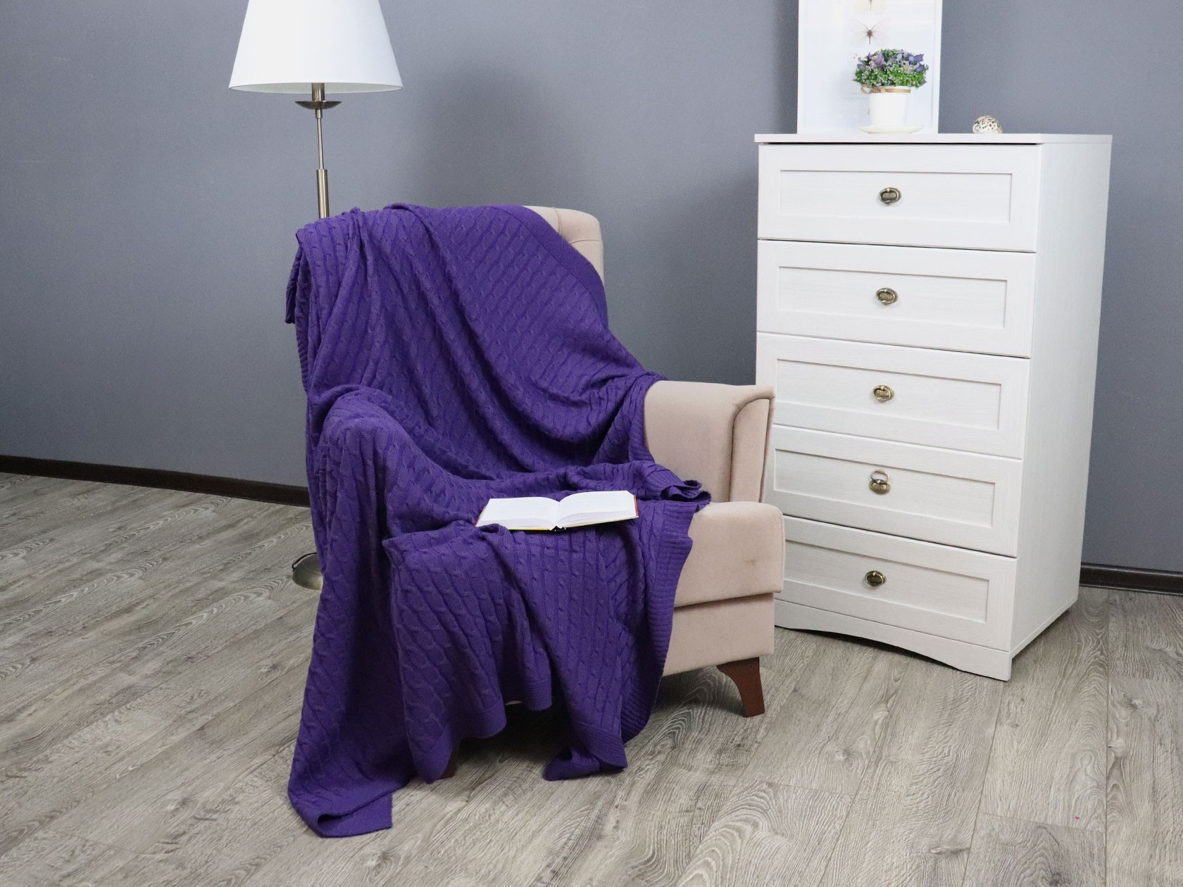 Плед  Примо фиолет 130 х 160 см, 9227 / 9234 / 9252, фиолетовый