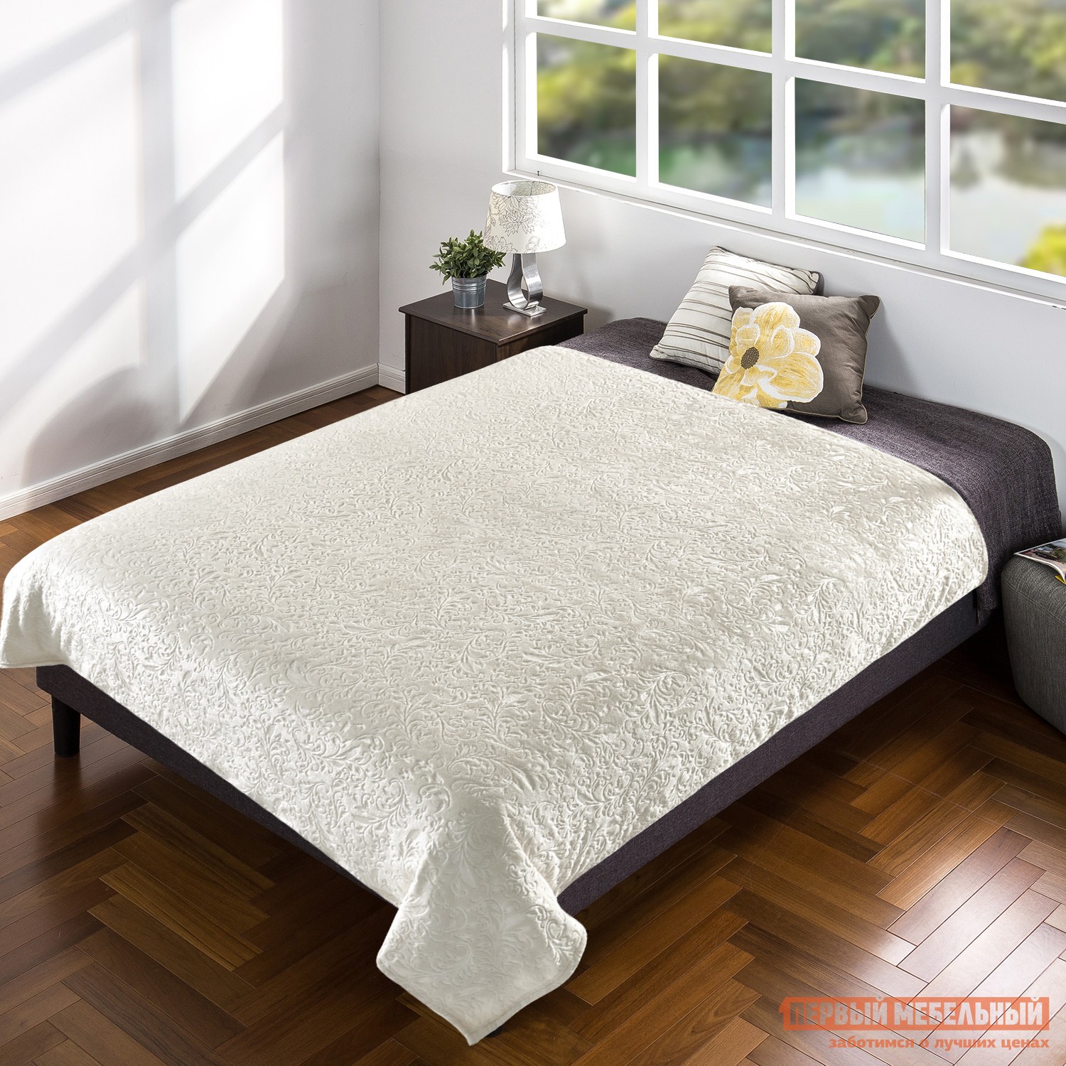 Плед  Абсолют Молочный, узоры, фланель, 1500 Х 2000 мм