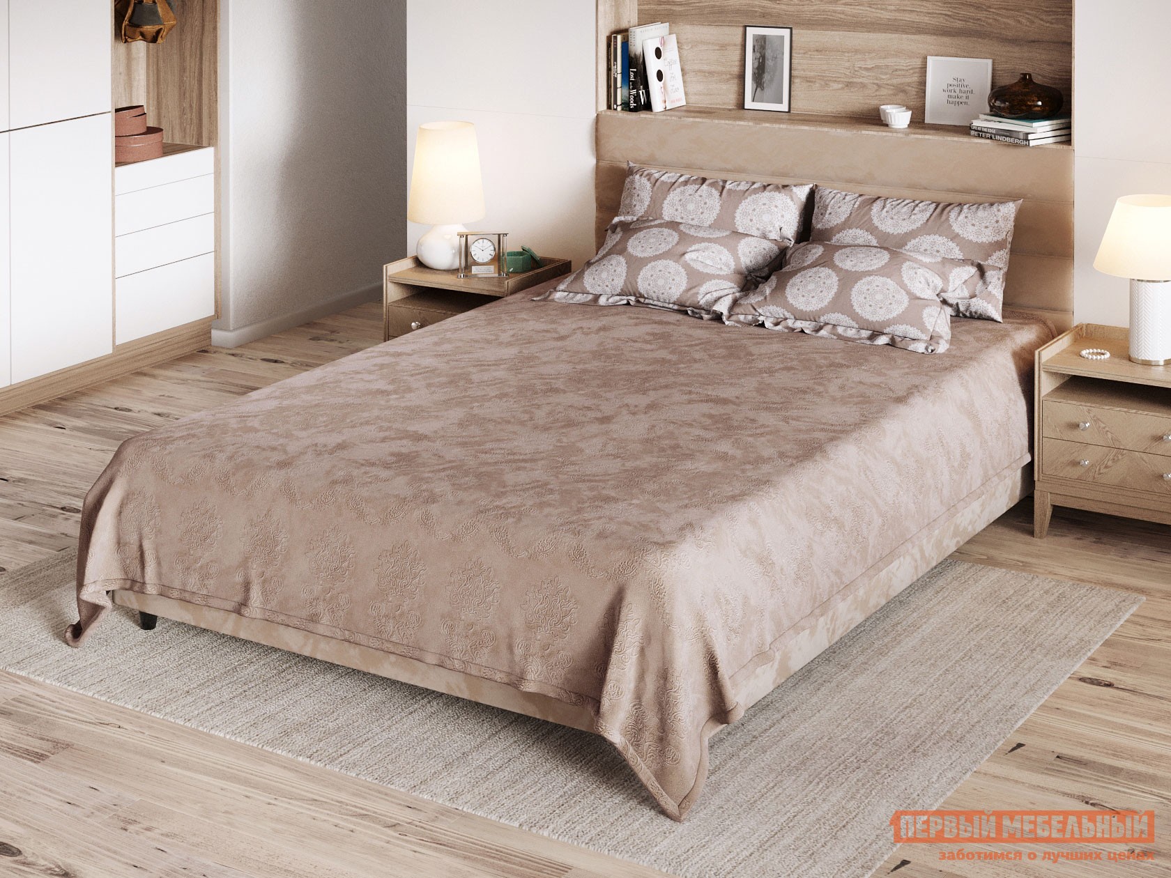 Плед  Дамаск 1500 Х 2000 мм, Коричневый, фланель