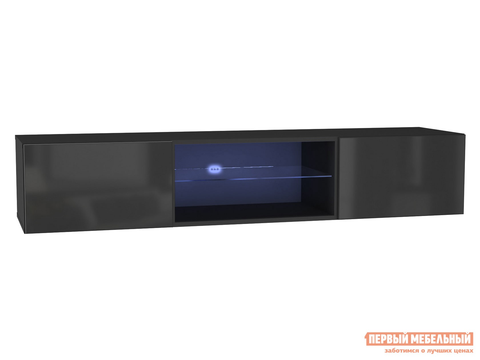 ТВ-тумба  Поинт Черный / Черный глянец, С блоком питания