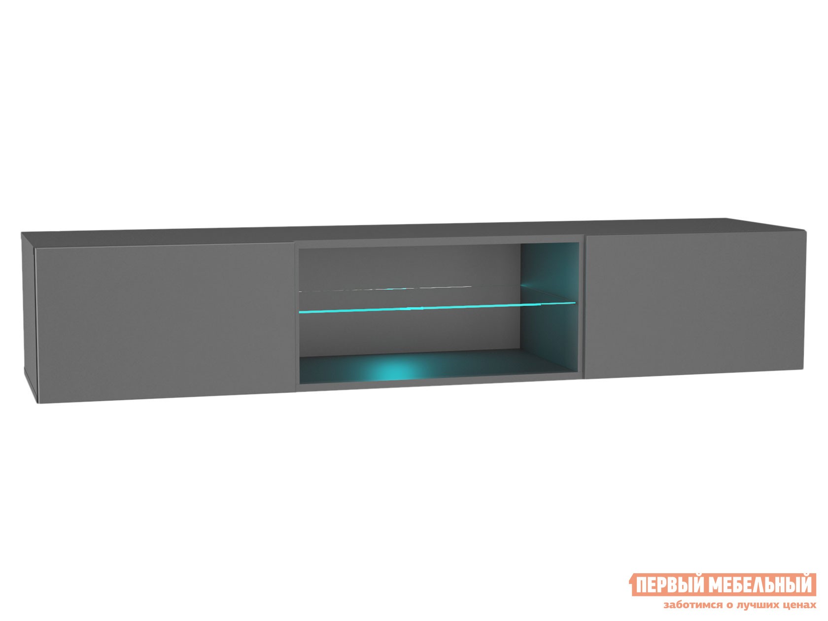 ТВ-тумба  Поинт Серый графит / Стекло, С блоком питания