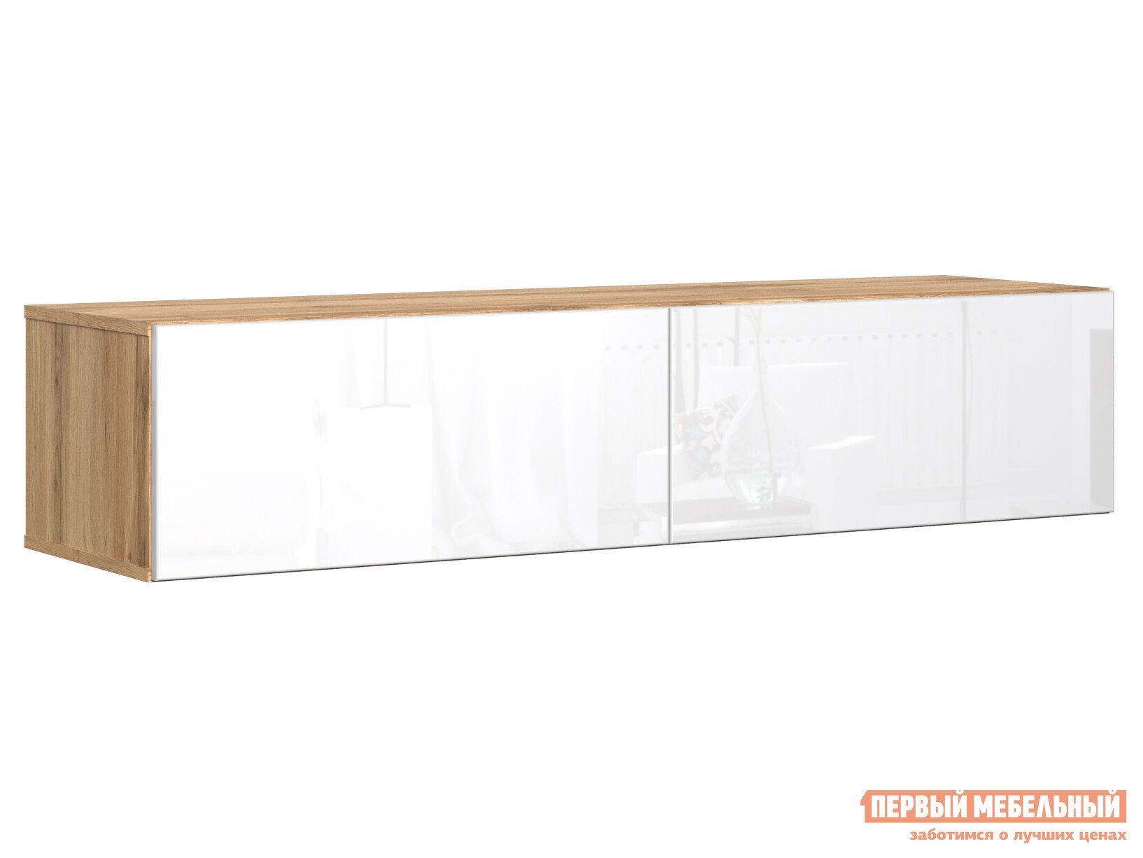 ТВ-тумба  Сомеро Дуб Вотан, 1400 мм, Белый глянец