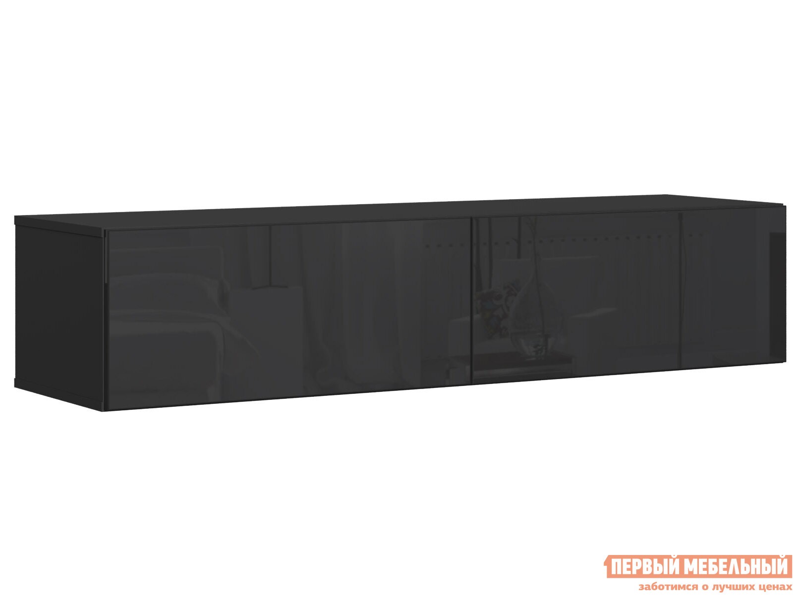 ТВ-тумба  Сомеро Черный, 1400 мм, Черный глянец