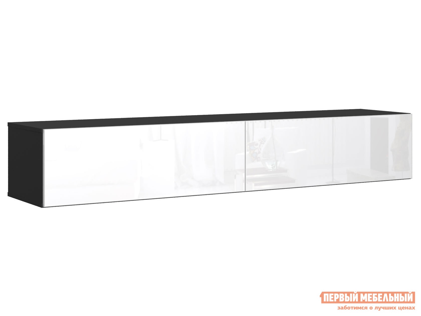 ТВ-тумба  Сомеро Черный, 1800 мм, Белый глянец