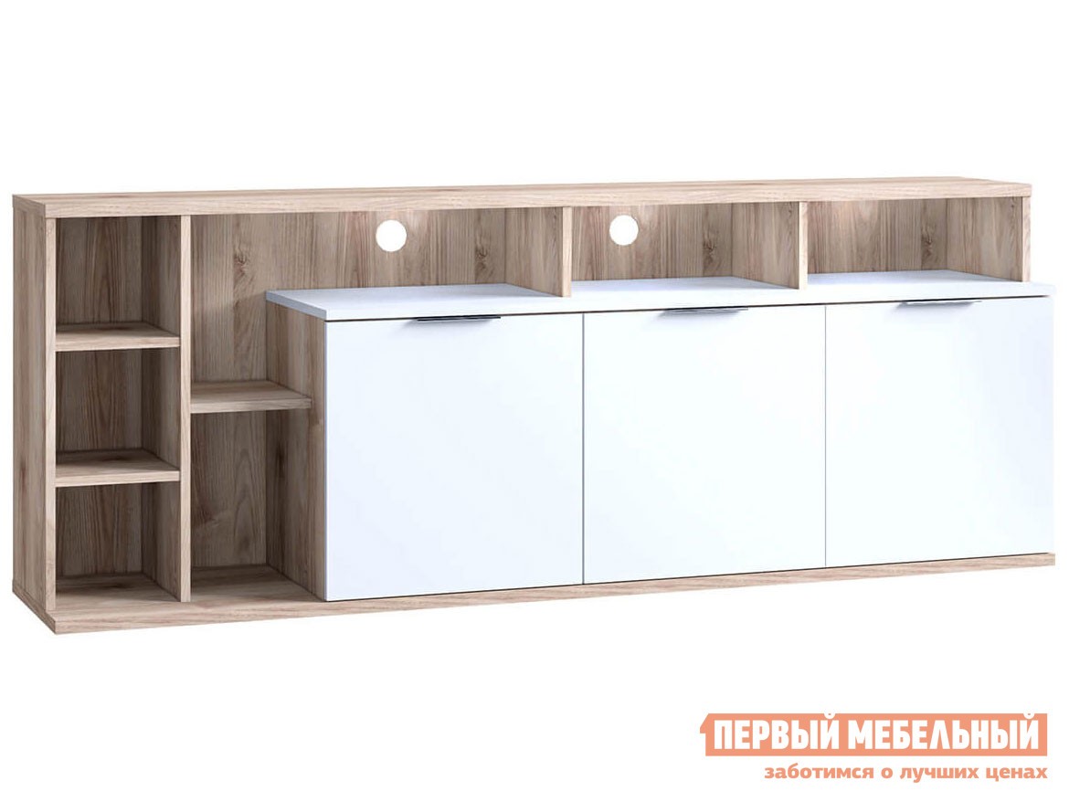 ТВ-тумба  Компакт Белый / Каштан найроби, Левая, Без подсветки