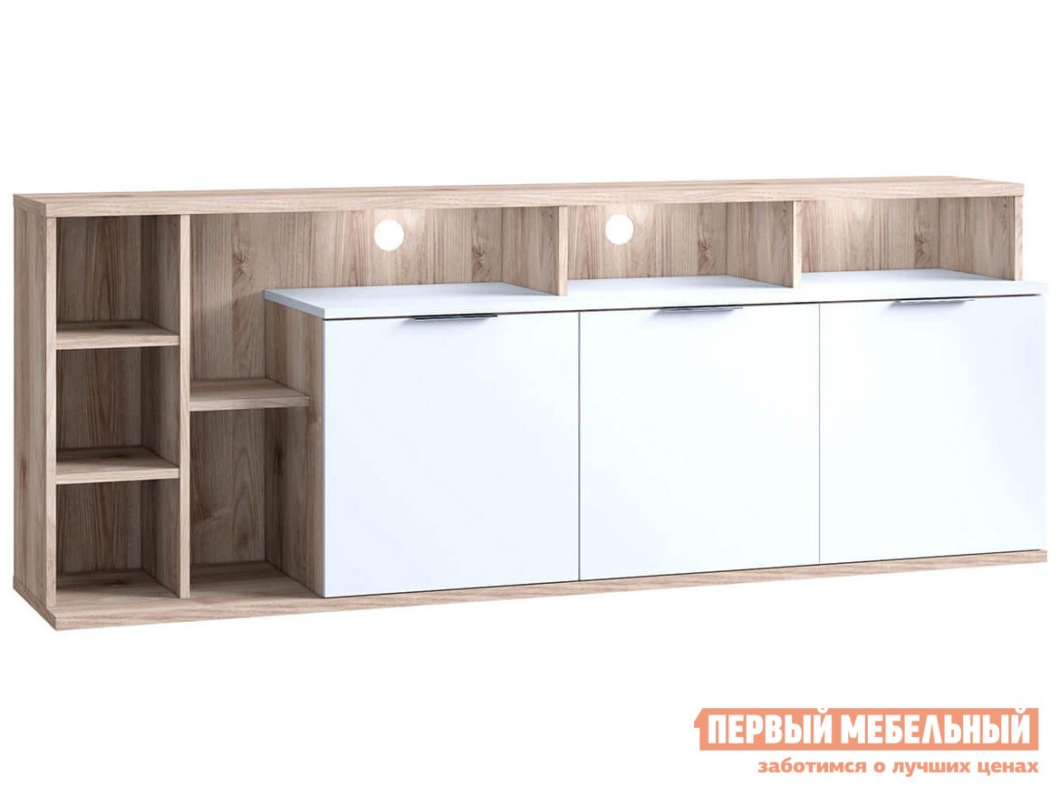ТВ-тумба  Компакт Белый / Каштан найроби, Левая, С подсветкой