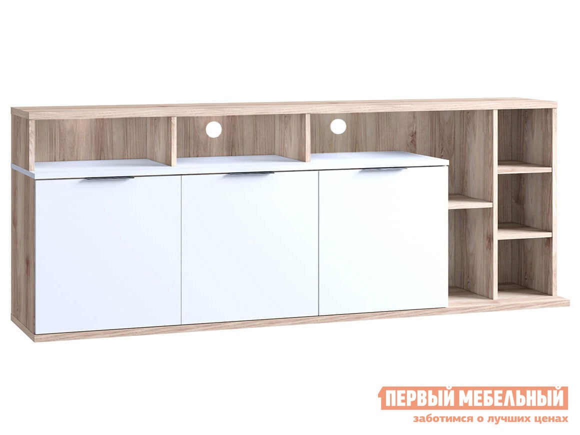 ТВ-тумба  Компакт Белый / Каштан найроби, Правая, Без подсветки