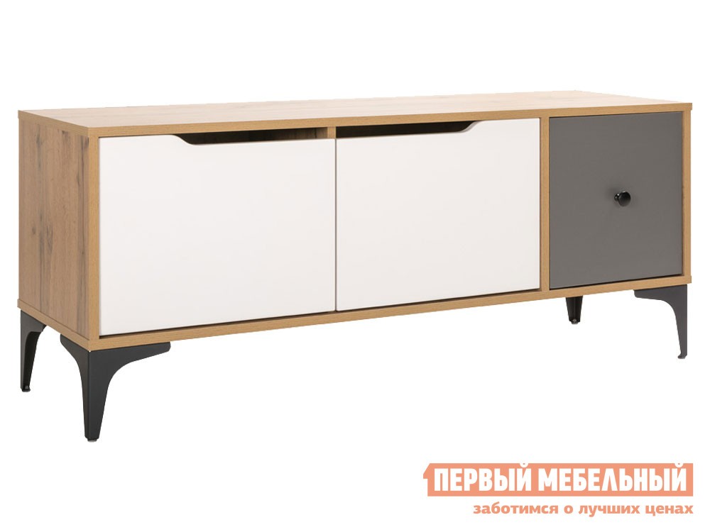ТВ-тумба  Вайс Дуб золотой / Темно-серый / Милк софт