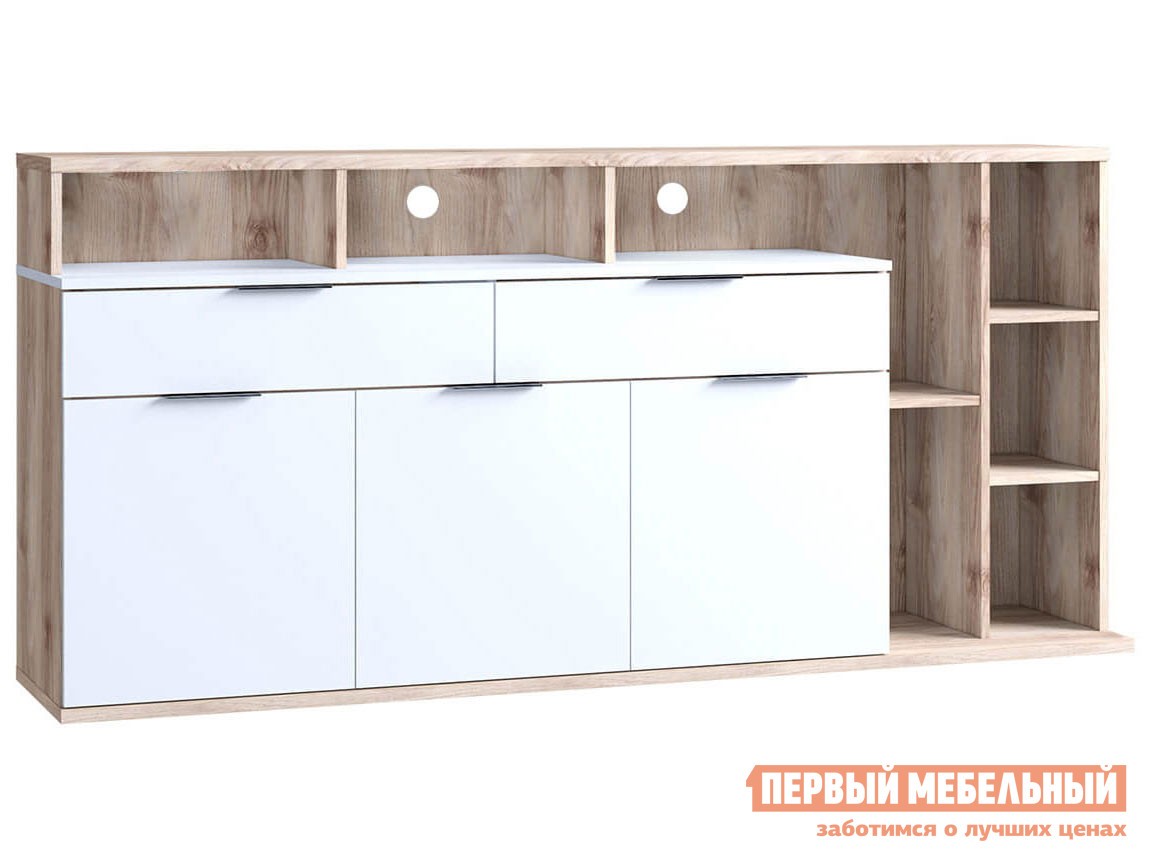 ТВ-тумба  Компакт Белый / Каштан найроби, Правая, Без подсветки