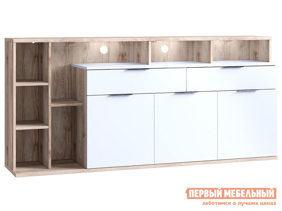 ТВ-тумба  Компакт Белый / Каштан найроби, Левая, С подсветкой