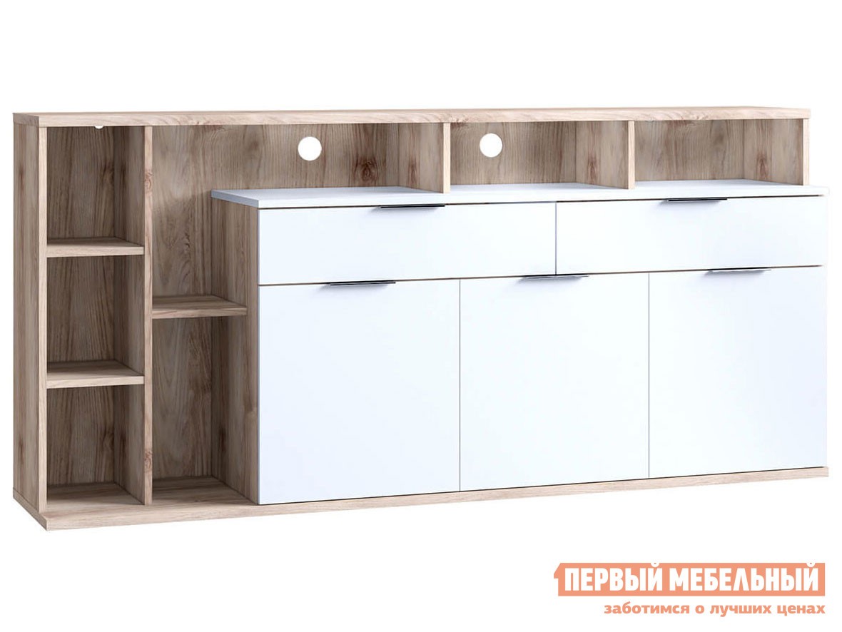 ТВ-тумба  Компакт Белый / Каштан найроби, Левая, Без подсветки