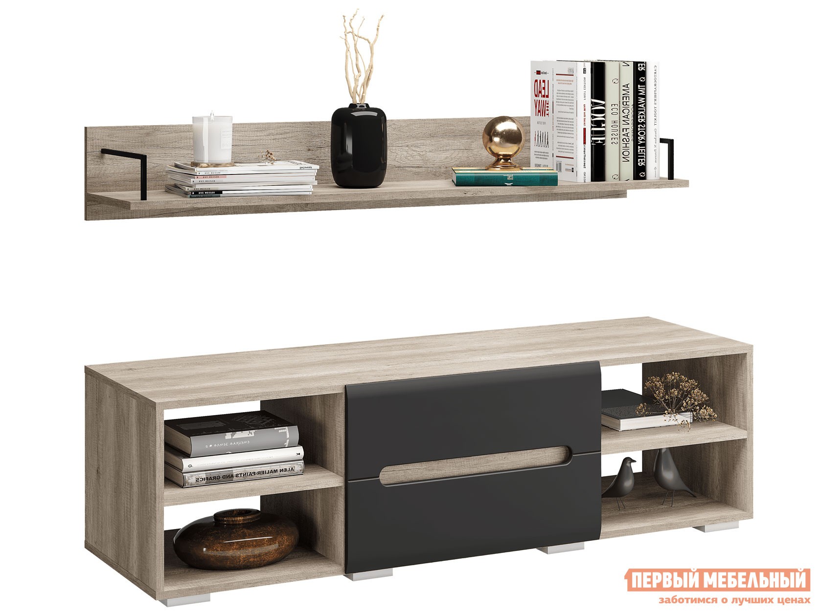 ТВ-тумба  Наоми Дуб Каньон / Графит нубук