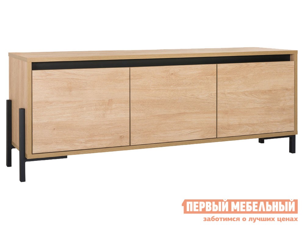 ТВ-тумба  Квадро Дуб Сантьяго, ЛДСП / Черный, металл