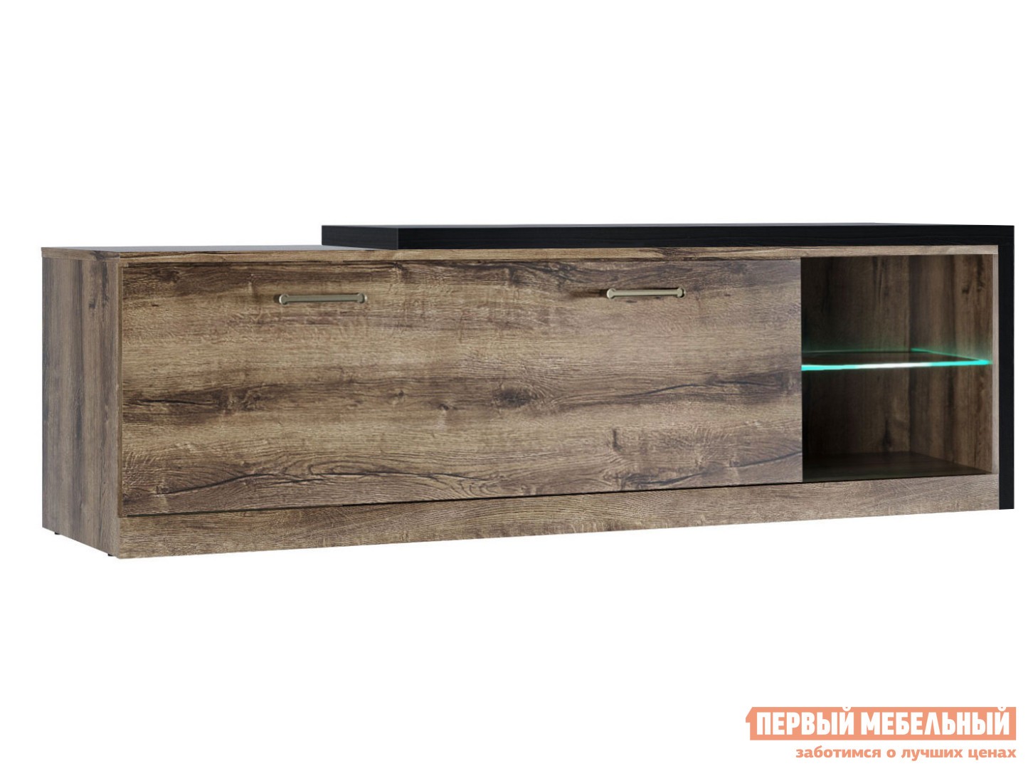 ТВ-тумба  Джагер Дуб монастырский / Черный, С подставкой, С подсветкой