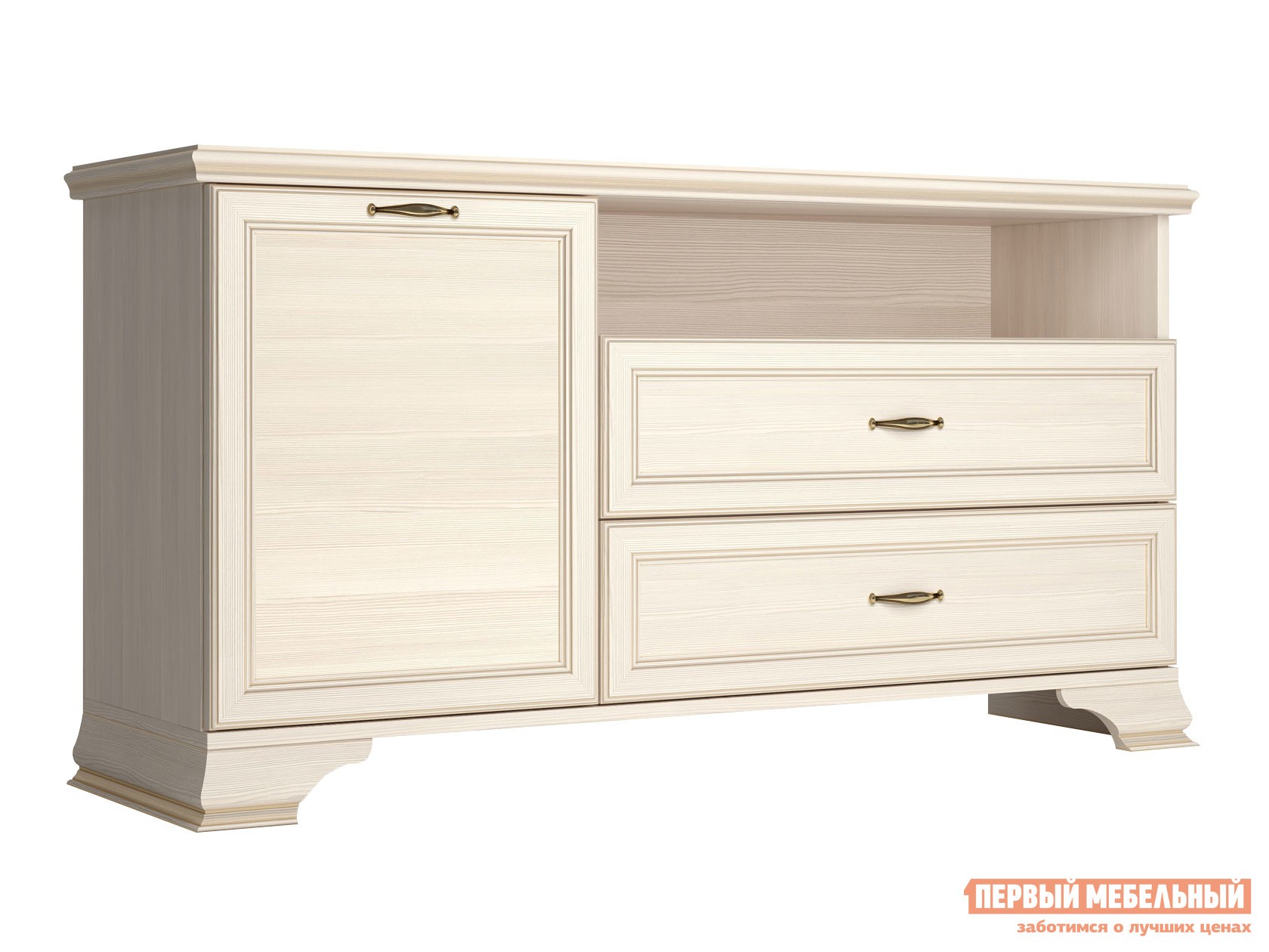 ТВ-тумба  Сиена Бодега белый, патина золото