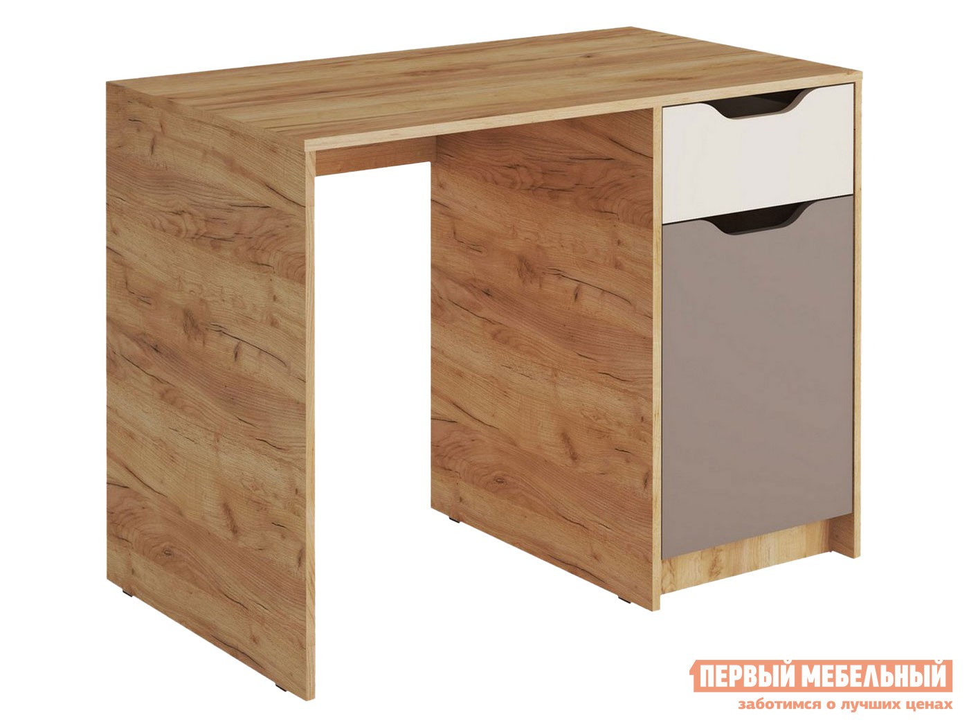 Детский письменный стол  Рич Дуб Крафт золотой / Миндаль / Глиняный серый