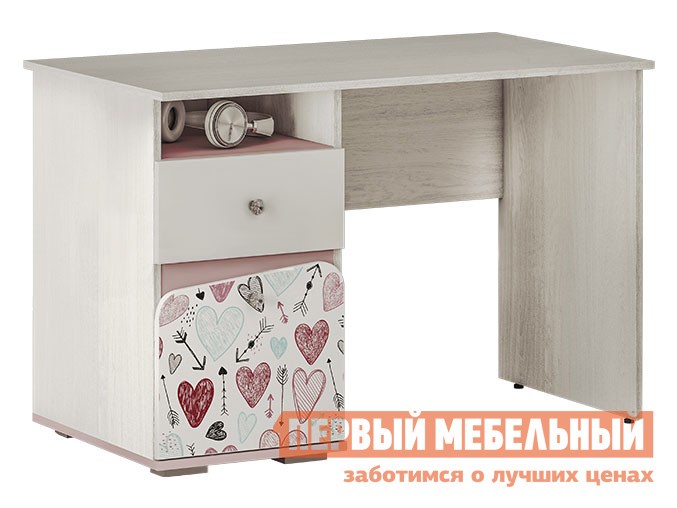 Детский письменный стол  Малибу Ясень белый / айскрим / фотопечать