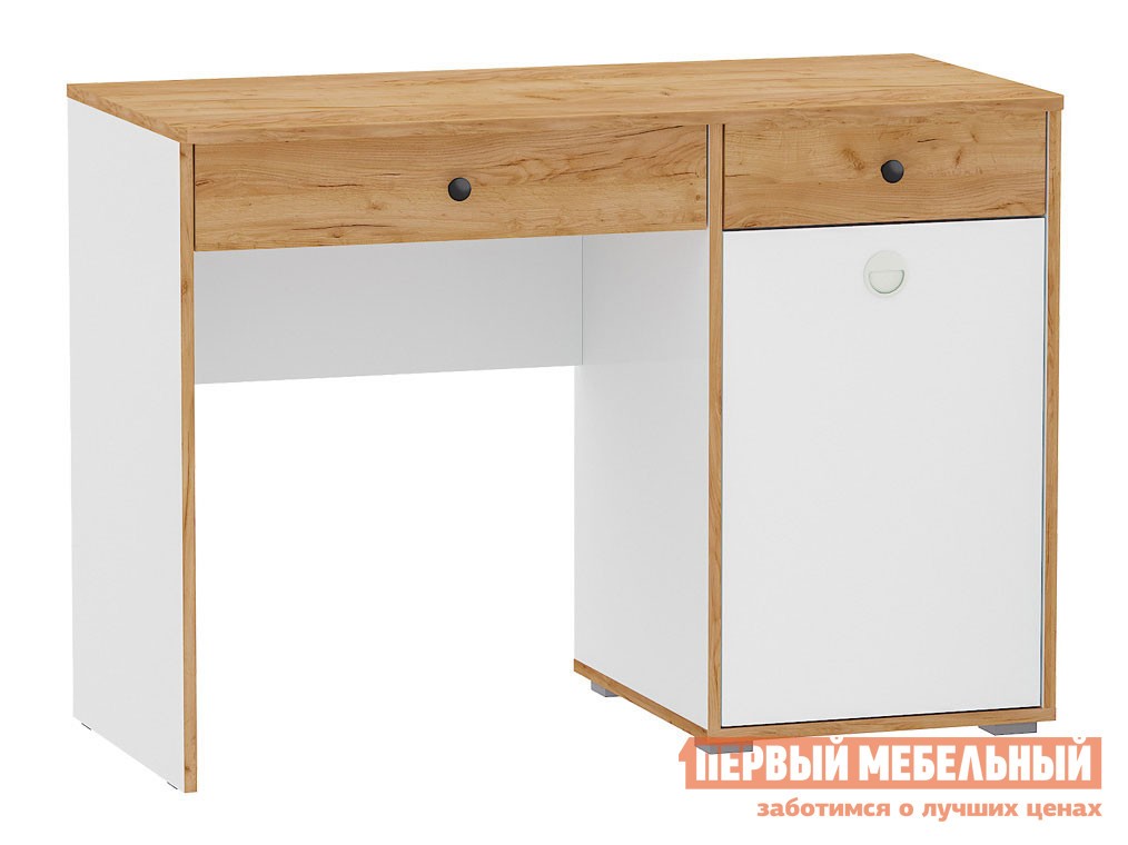 Детский письменный стол  Вуди 12.42 Дуб золотой / Белый, Без надстройки