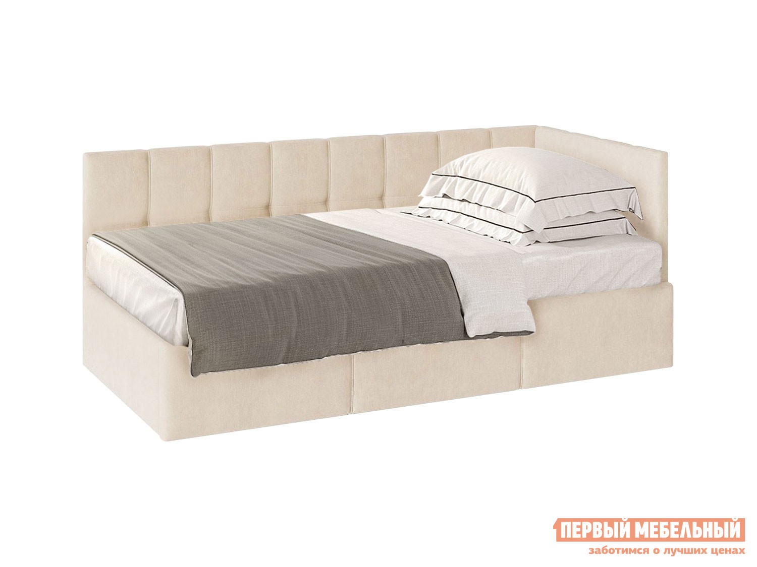 Односпальная кровать  Оттава ПМ Бежевый, велюр