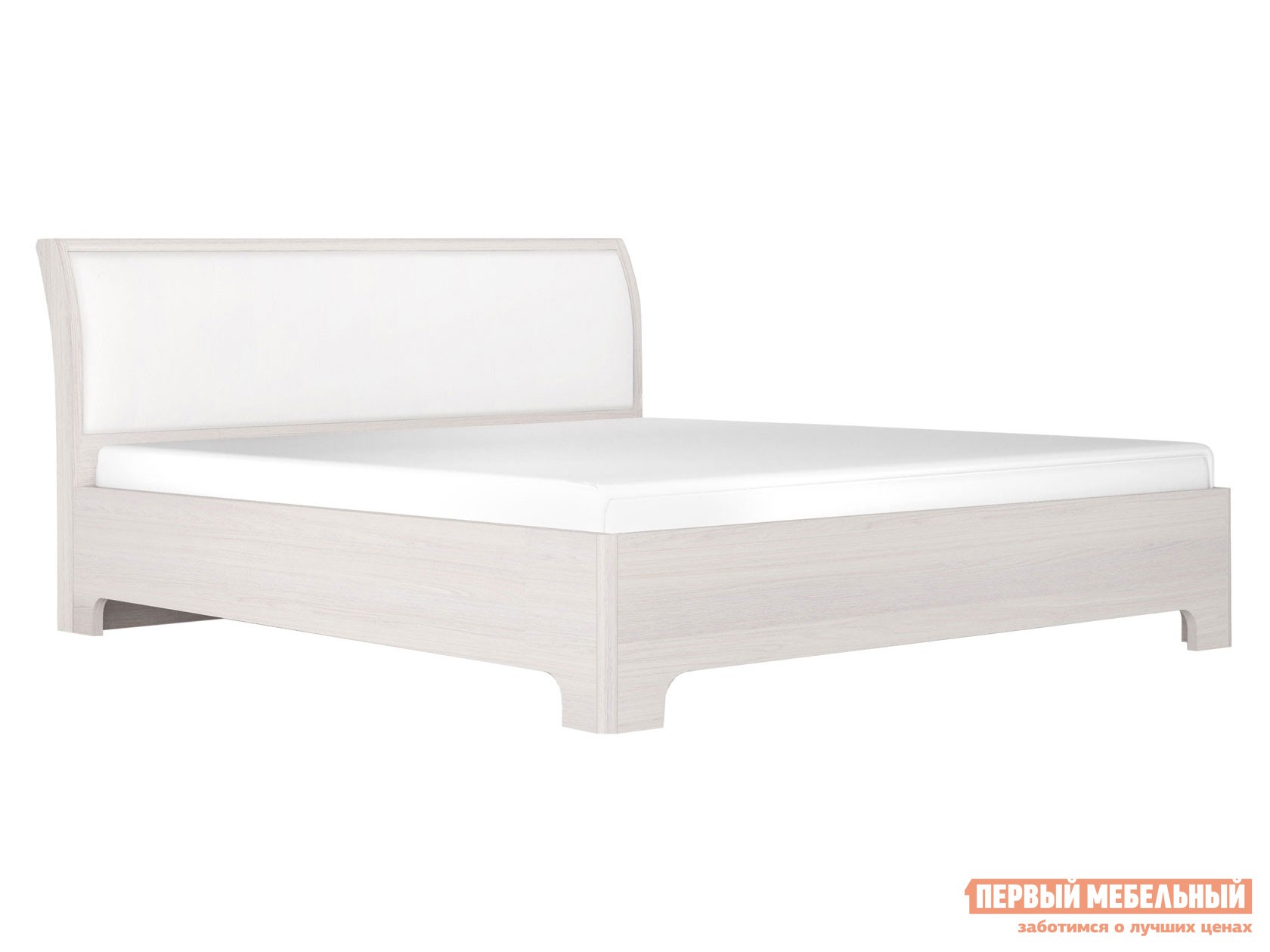 Односпальная кровать  Парма Нео Люкс Ясень Анкор светлый / Экокожа белая, 120х200 см