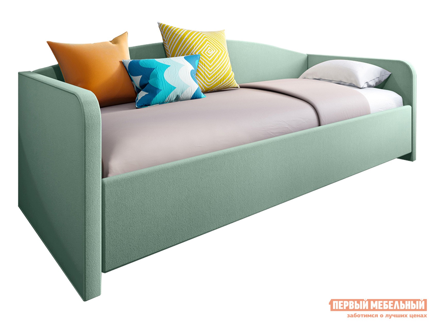 Односпальная кровать  Уно Мята микровелюр, 120х200 см, С подъемным механизмом