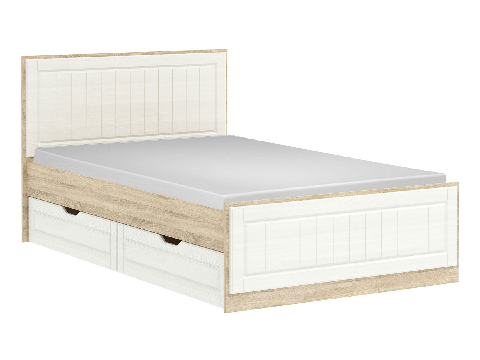 Односпальная кровать  Оливия Лайт Дуб Сонома / Белое дерево, С ящиками