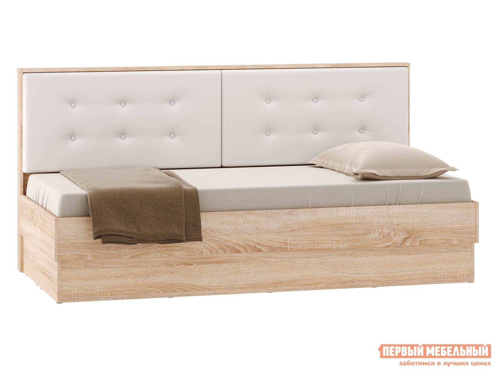 Детская кровать  Оксфорд Лайт Люкс Дуб сонома / Белый, кожзам