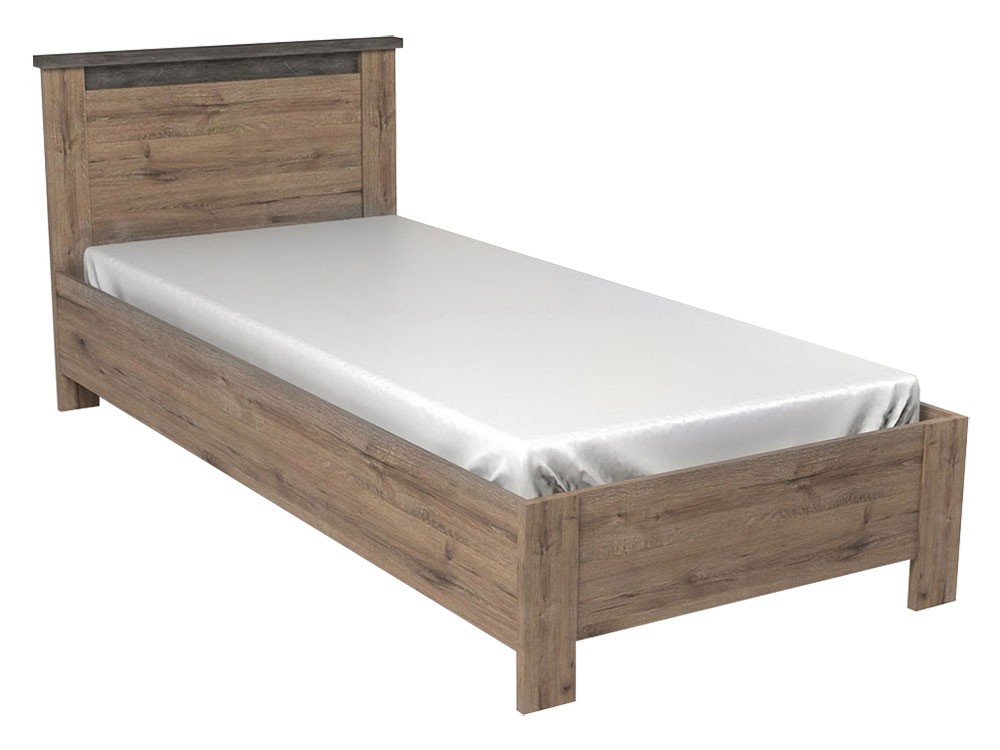 Односпальная кровать  Денвер Дуб Веллингтон / Камень темный, 90х200 см