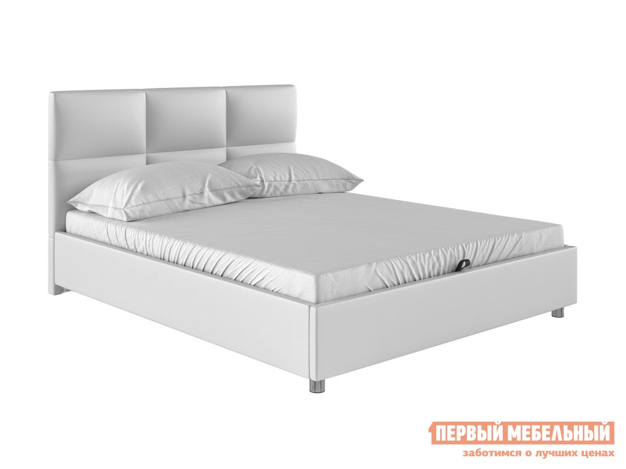 Односпальная кровать  Прагма ПМ Белый, экокожа , 140х200 см