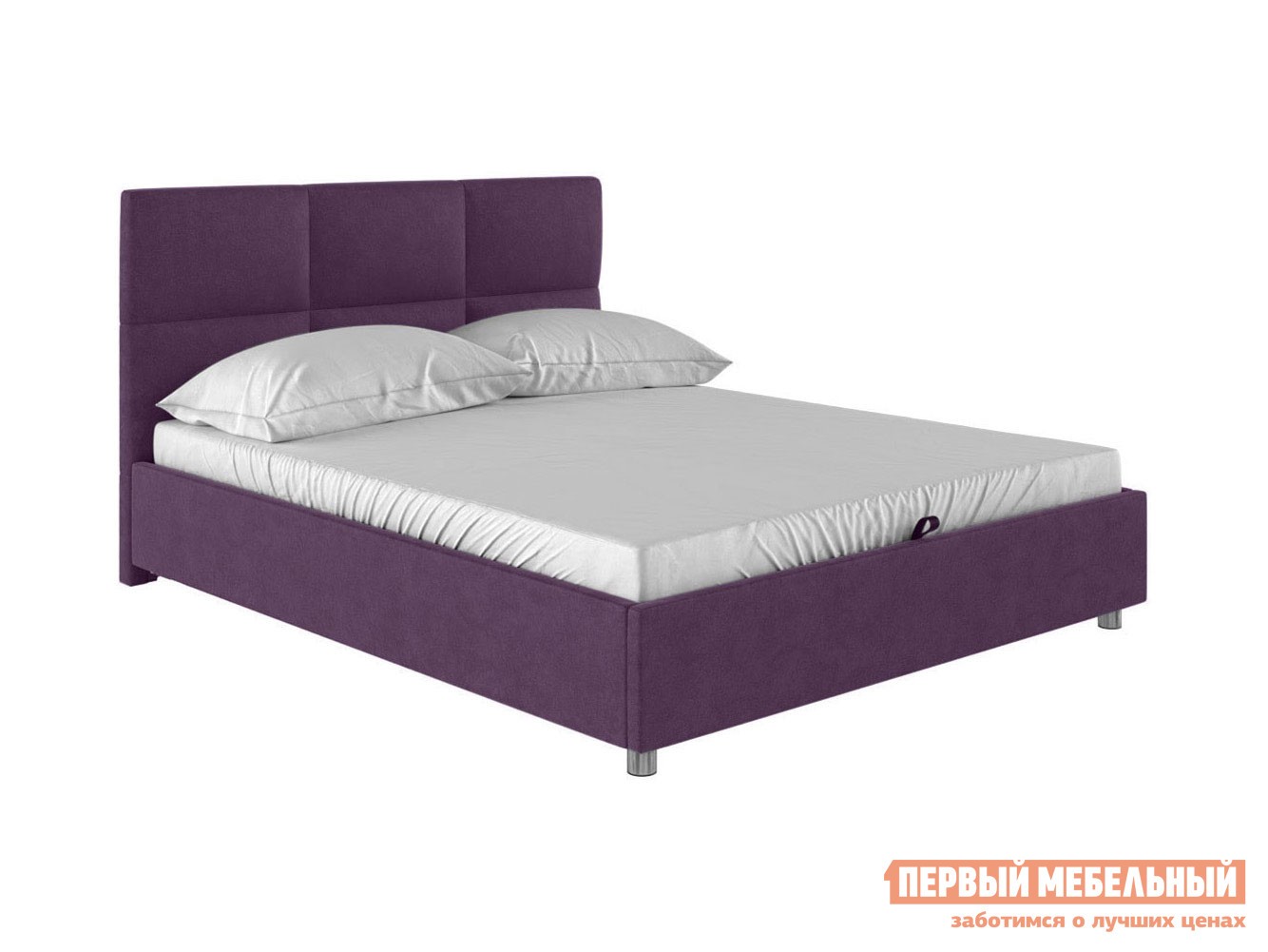 Односпальная кровать  Прагма ПМ Пурпурный, велюр, 140х200 см