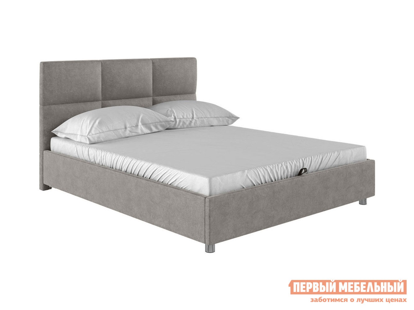 Односпальная кровать  Прагма ПМ Серый, велюр, 160х200 см