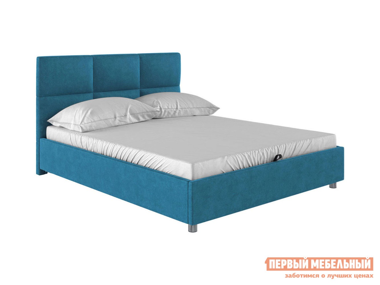 Односпальная кровать  Прагма ПМ Синий, велюр, 140х200 см