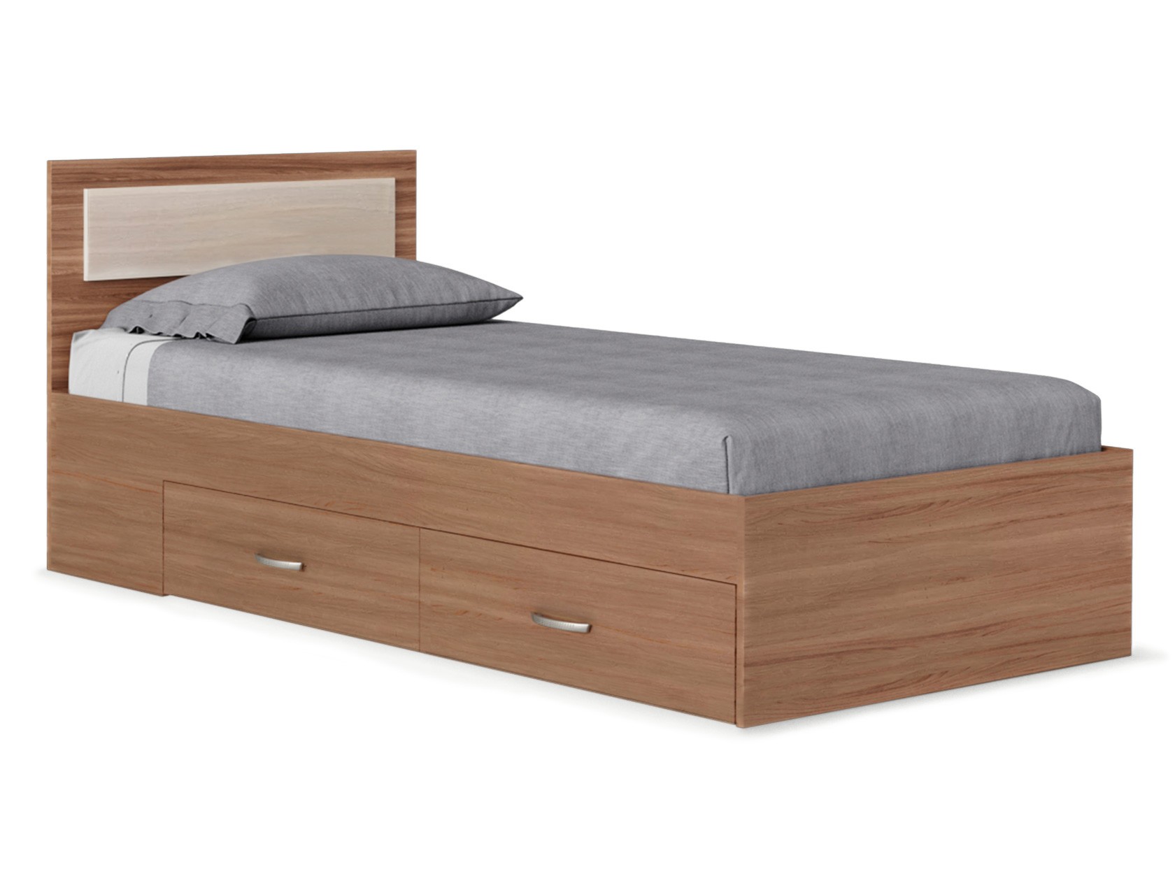 Односпальная кровать  Жаклин Ясень Шимо темный / Ясень Шимо светлый, 90х200 см, С основанием настил