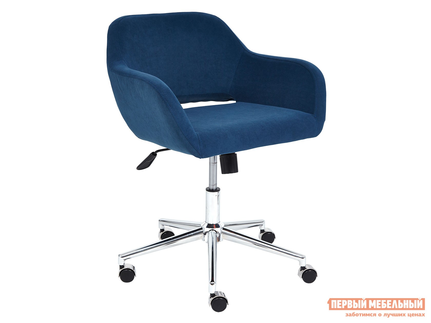 Офисное кресло  MODENA Синий, флок / Хромированный металл