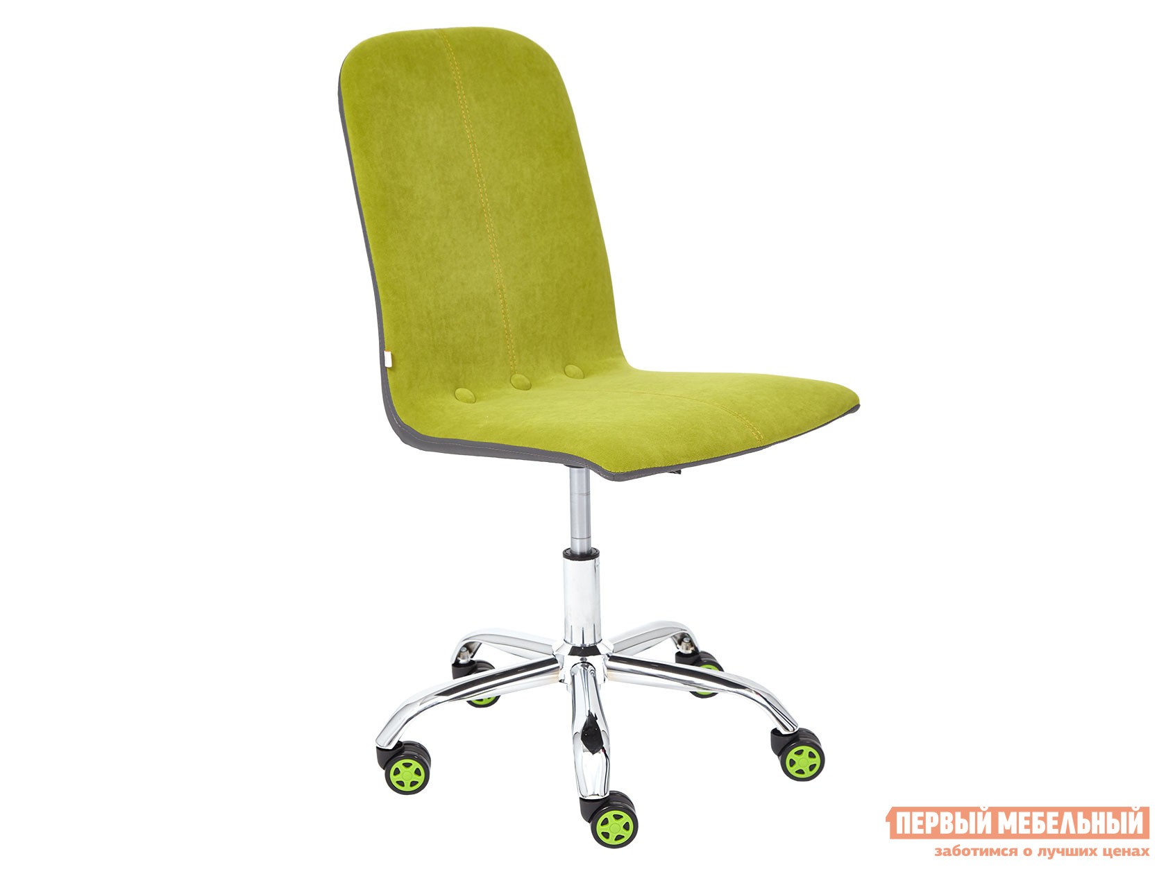 Офисное кресло  RIO Оливковый, флок / Серый, кожзам