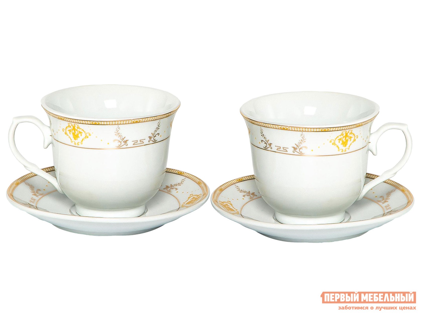 Сервиз для горячих напитков  Сирма 4 предмета Белый с рисунком, фарфор