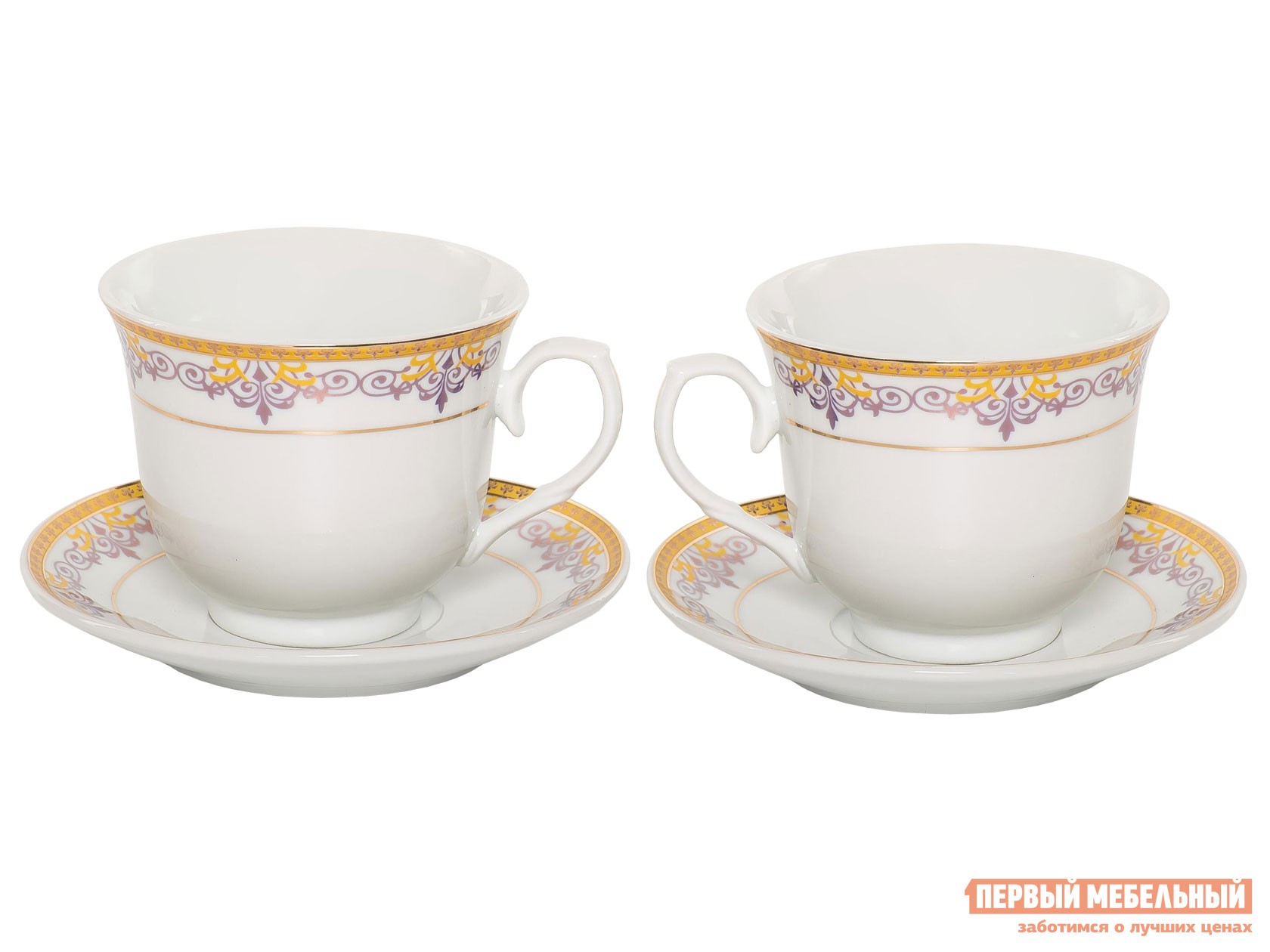 Сервиз для горячих напитков  Минкар 4 предмета Белый с рисунком, фарфор