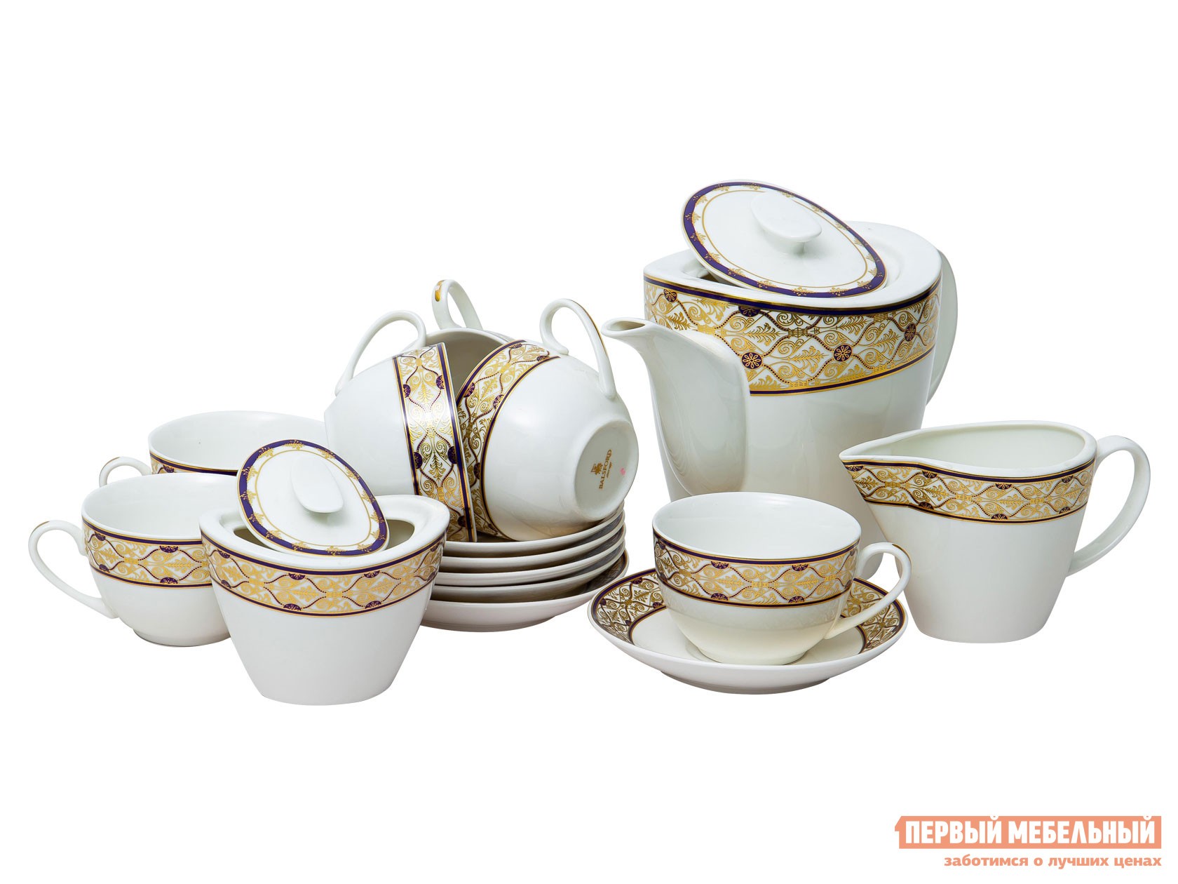 Сервиз для горячих напитков  Эстелла Голд 17 предметов Белый, фарфор