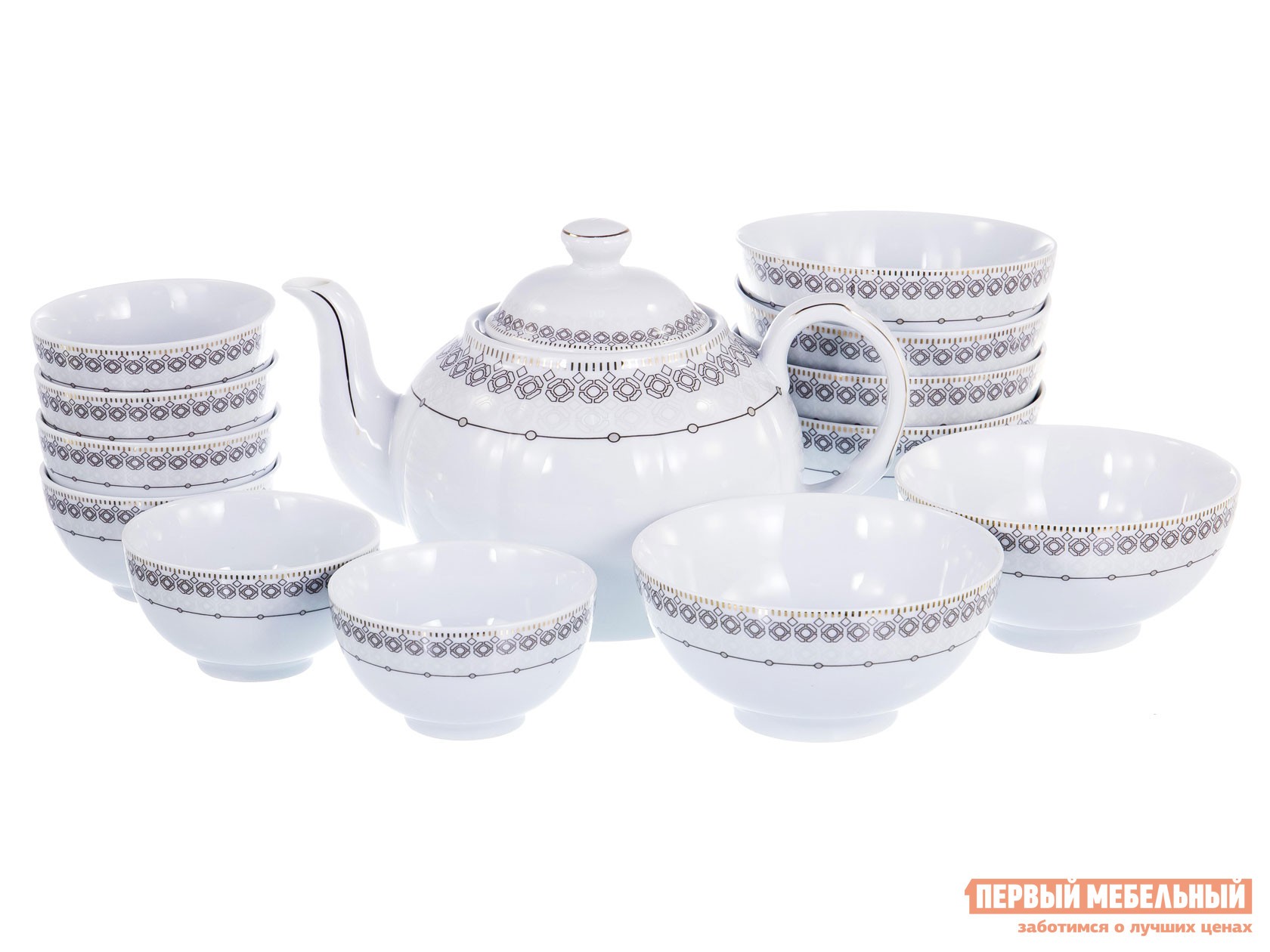 Сервиз для горячих напитков  Сибилла 13 предметов Белый, фарфор