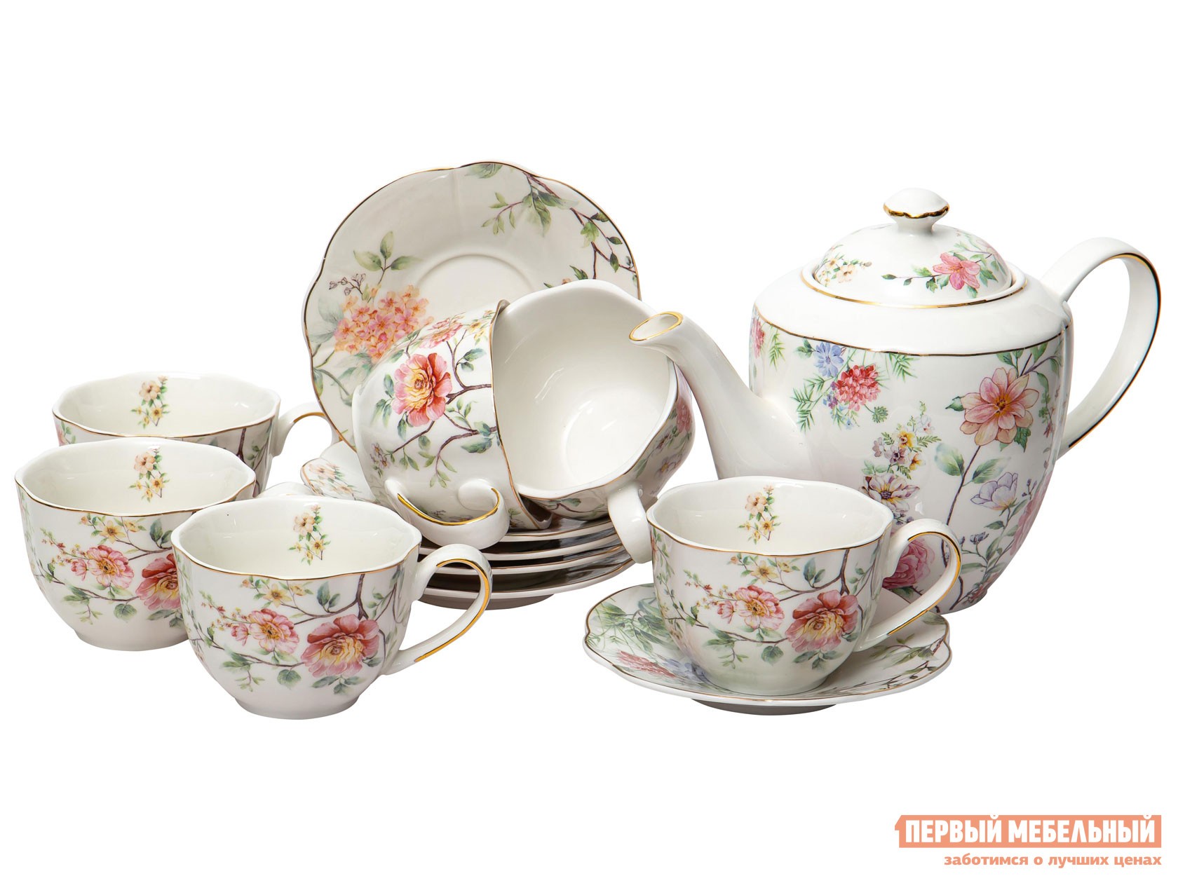 Сервиз для горячих напитков  Эмма Цветы, фарфор