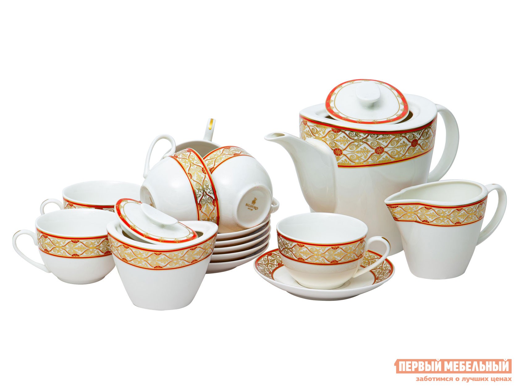 Сервиз для горячих напитков  Эстелла 17 предметов Белый, фарфор