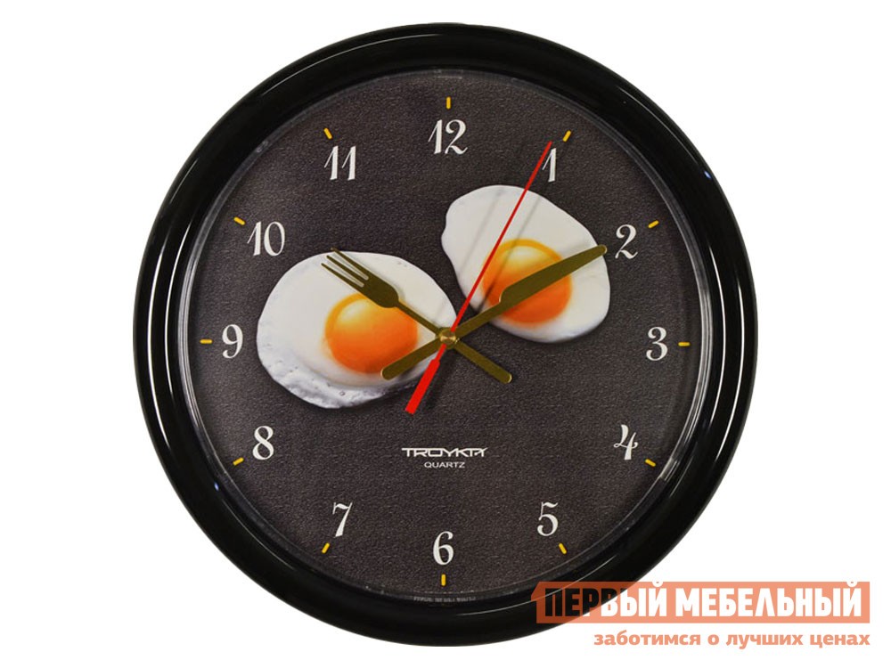 Часы  Яичница Черный, пластик