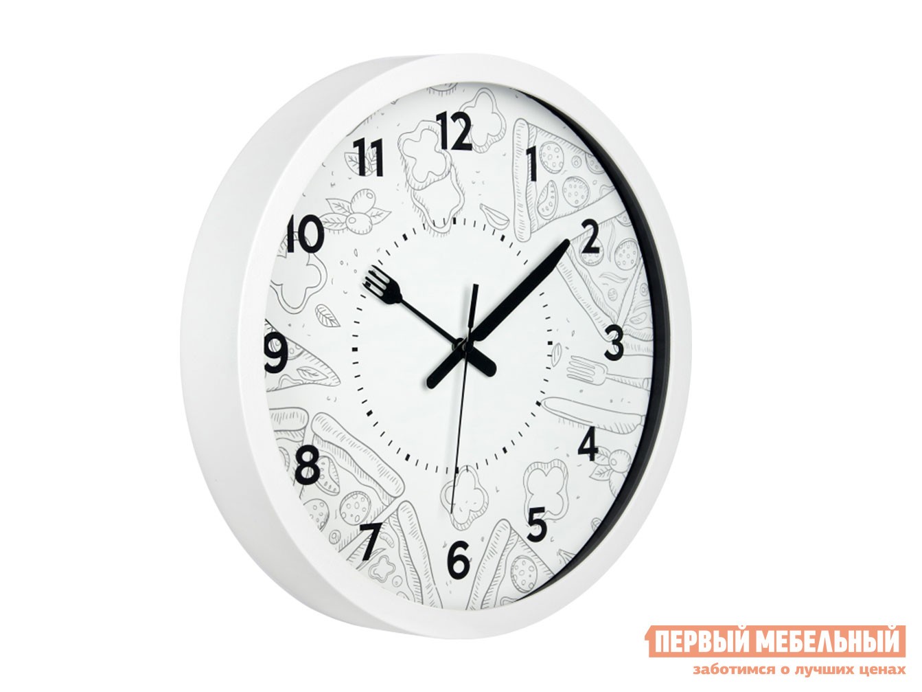 Часы  Пицца Тайм Белый, пластик